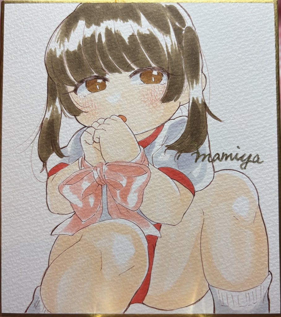 ぽっちゃり女の子の色紙【むちむち体操服】