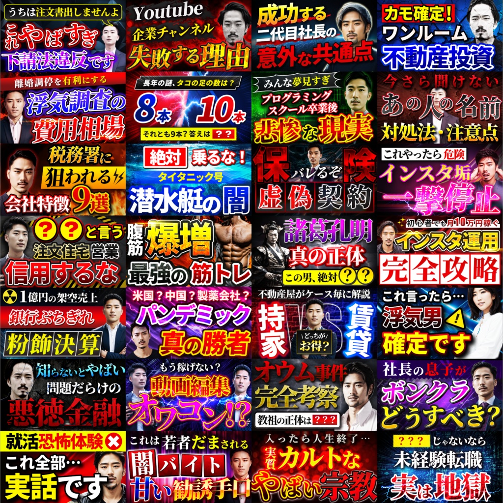 【特典アリ】クリックを奪う!サムネイル・デザイン・テンプレートパック100種類