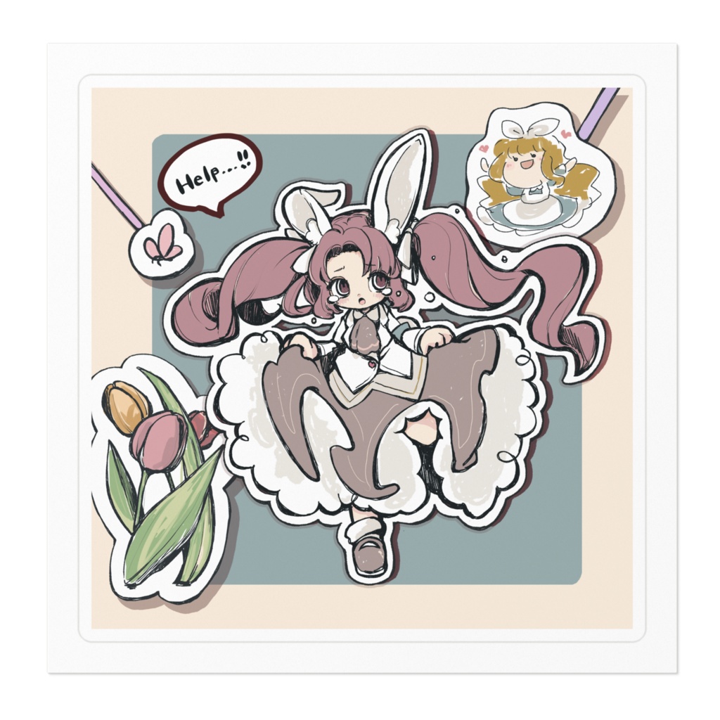 【Alice in Wonderland】ステッカー 白うさぎ