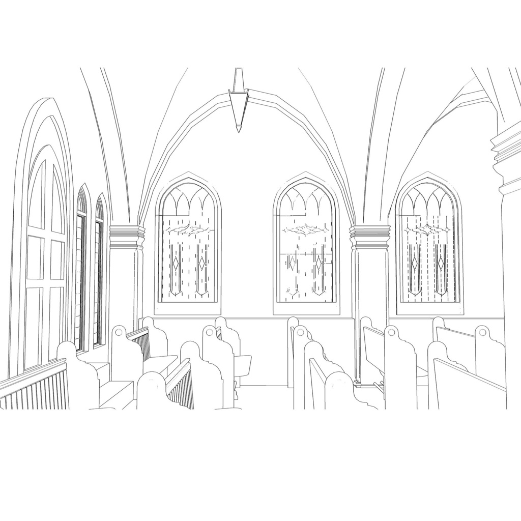 【クリスタ向け】教会内観 / Church Interior View cs3o 形式