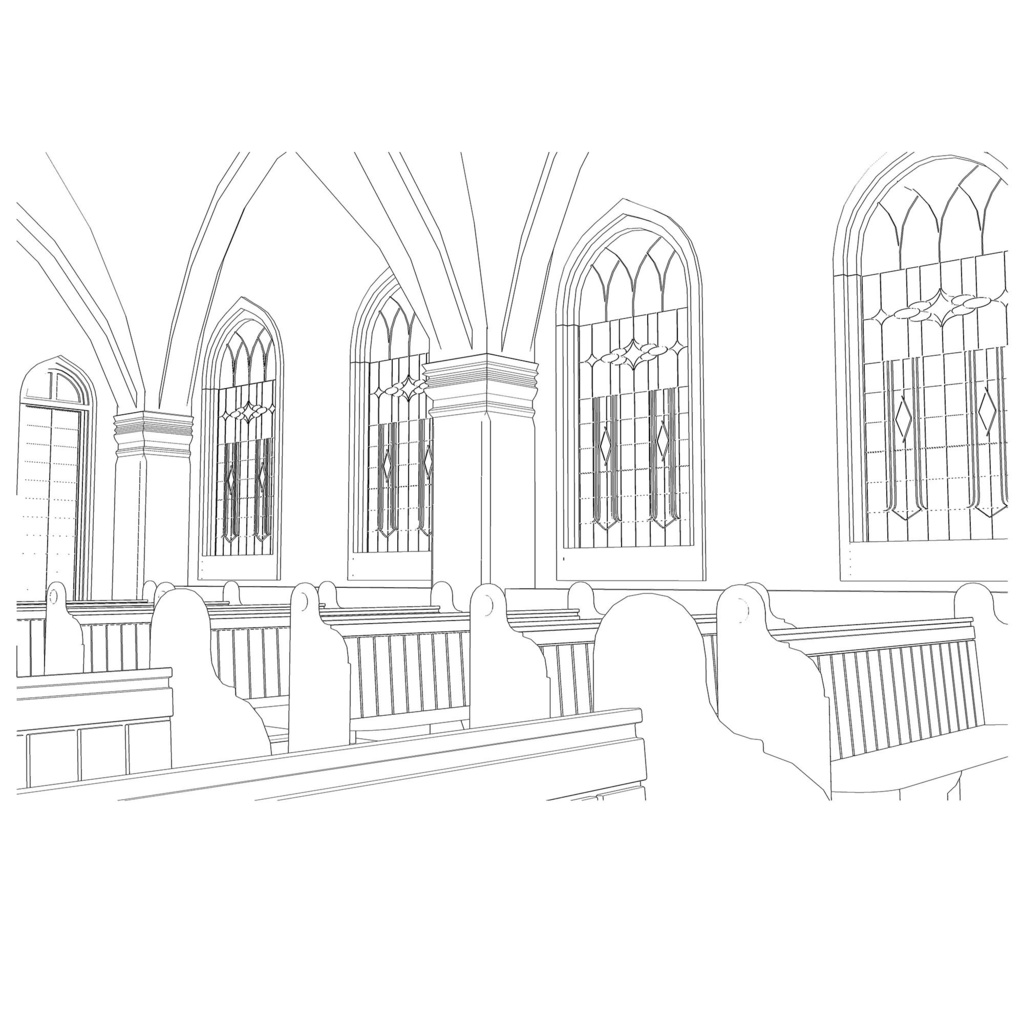 【クリスタ向け】教会内観 / Church Interior View cs3o 形式