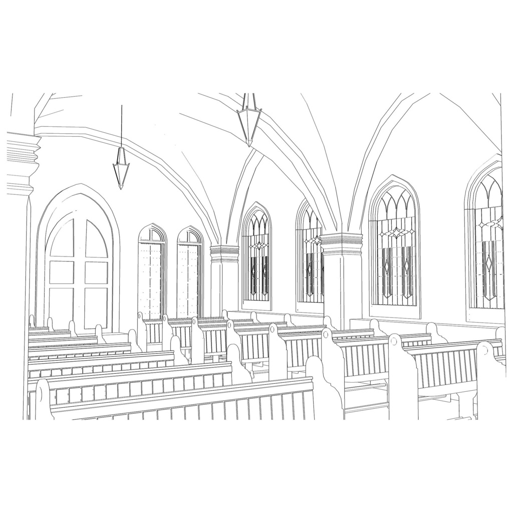 【クリスタ向け】教会内観 / Church Interior View cs3o 形式