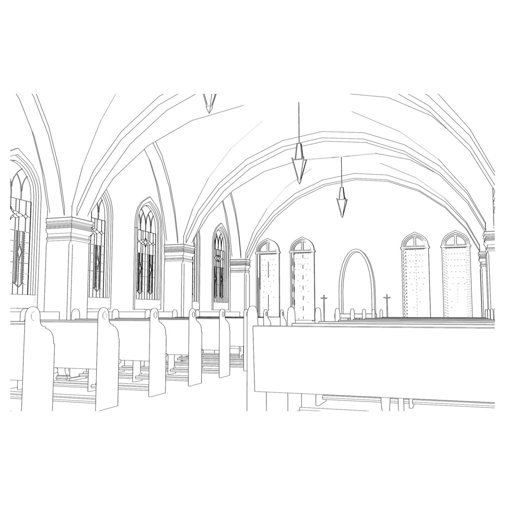 【クリスタ向け】教会内観 / Church Interior View cs3o 形式