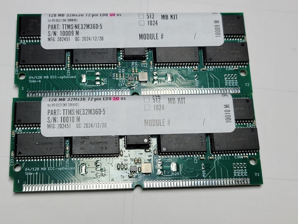 PC-9821向け 128MB EDO ECC SIMM 2 枚セット