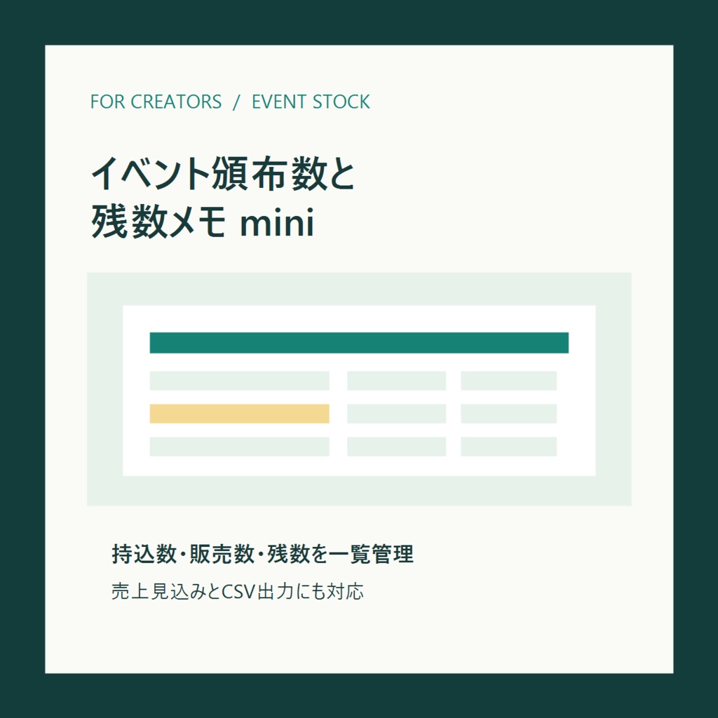 イベント頒布数と残数メモ mini|販売・見本を記録