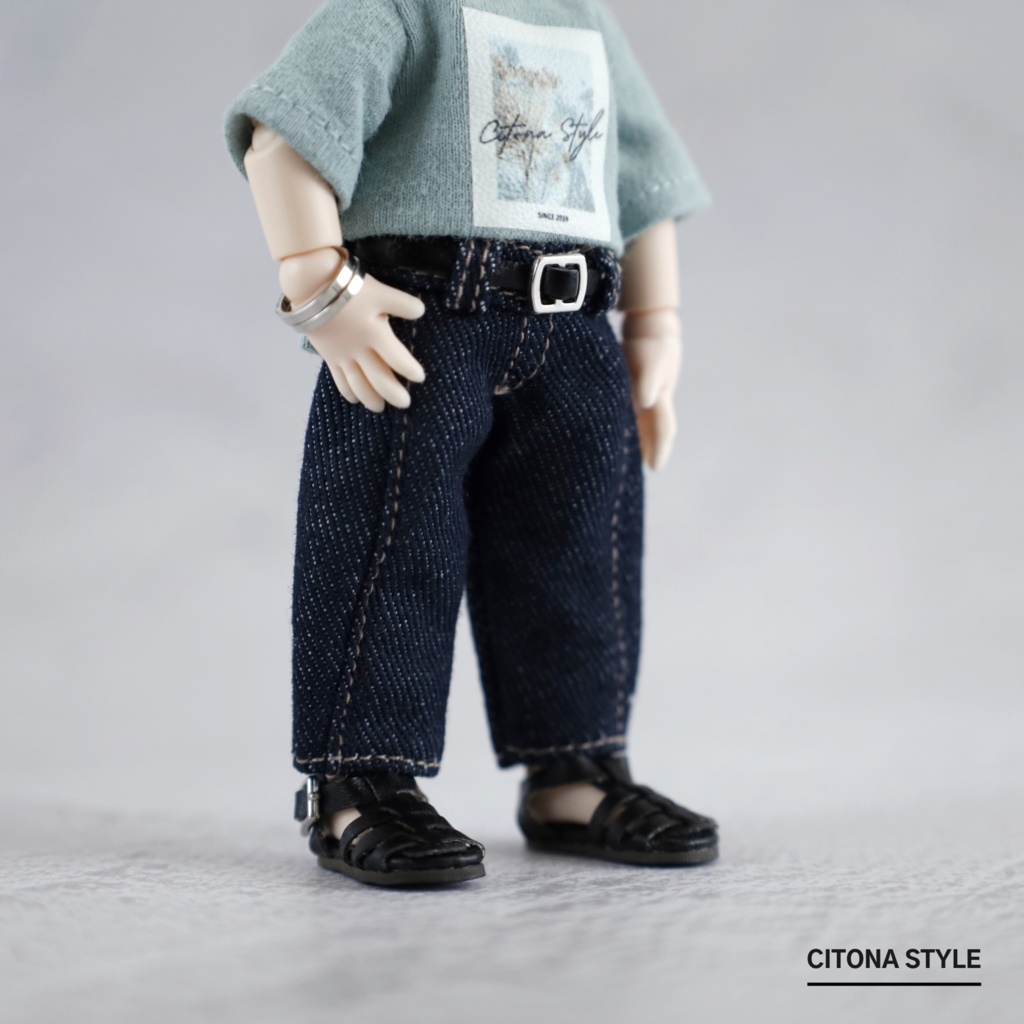 オビツ11 / ベルト付きデニムカーブパンツ 2サイズ