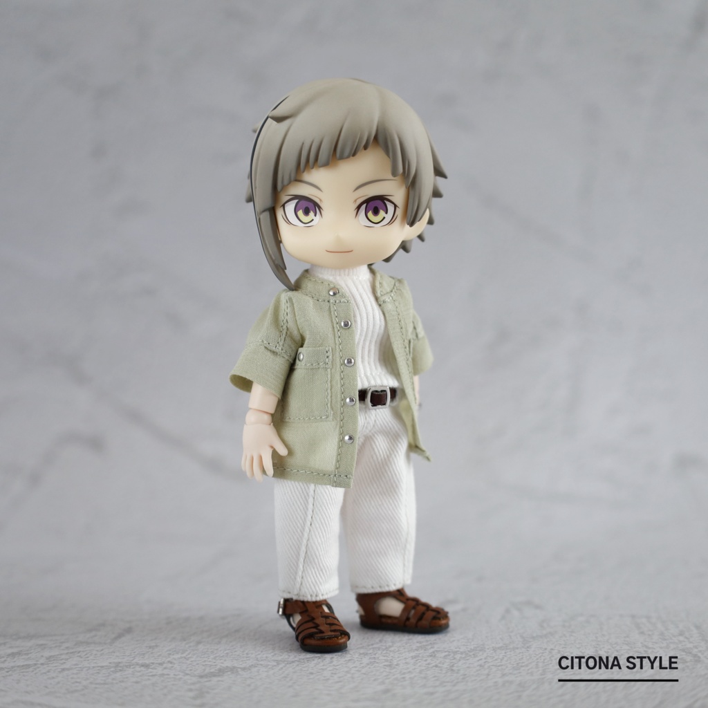 オビツ11 / バンドカラーシアーシャツ&リブカットソー 2点セット