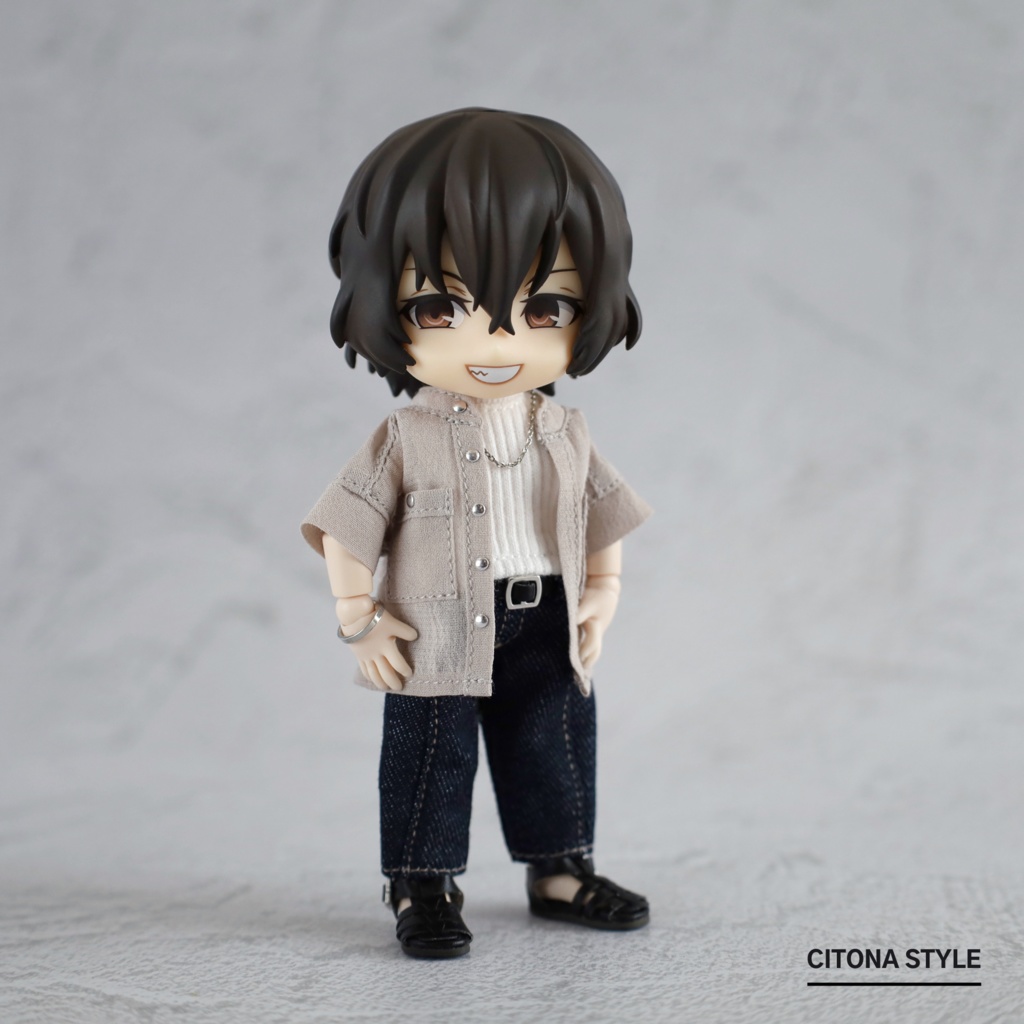 オビツ11 / バンドカラーシアーシャツ&リブカットソー 2点セット