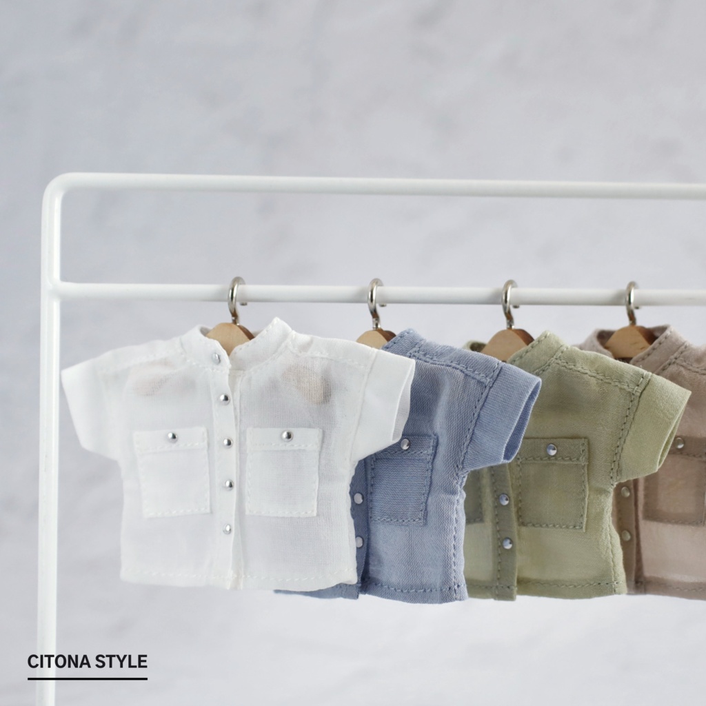 オビツ11 / バンドカラーシアーシャツ&リブカットソー 2点セット