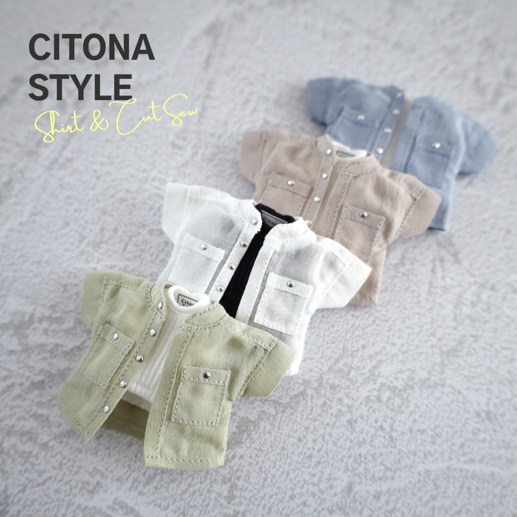 オビツ11服 / バンドカラーシアーシャツ&リブカットソー 2点セット