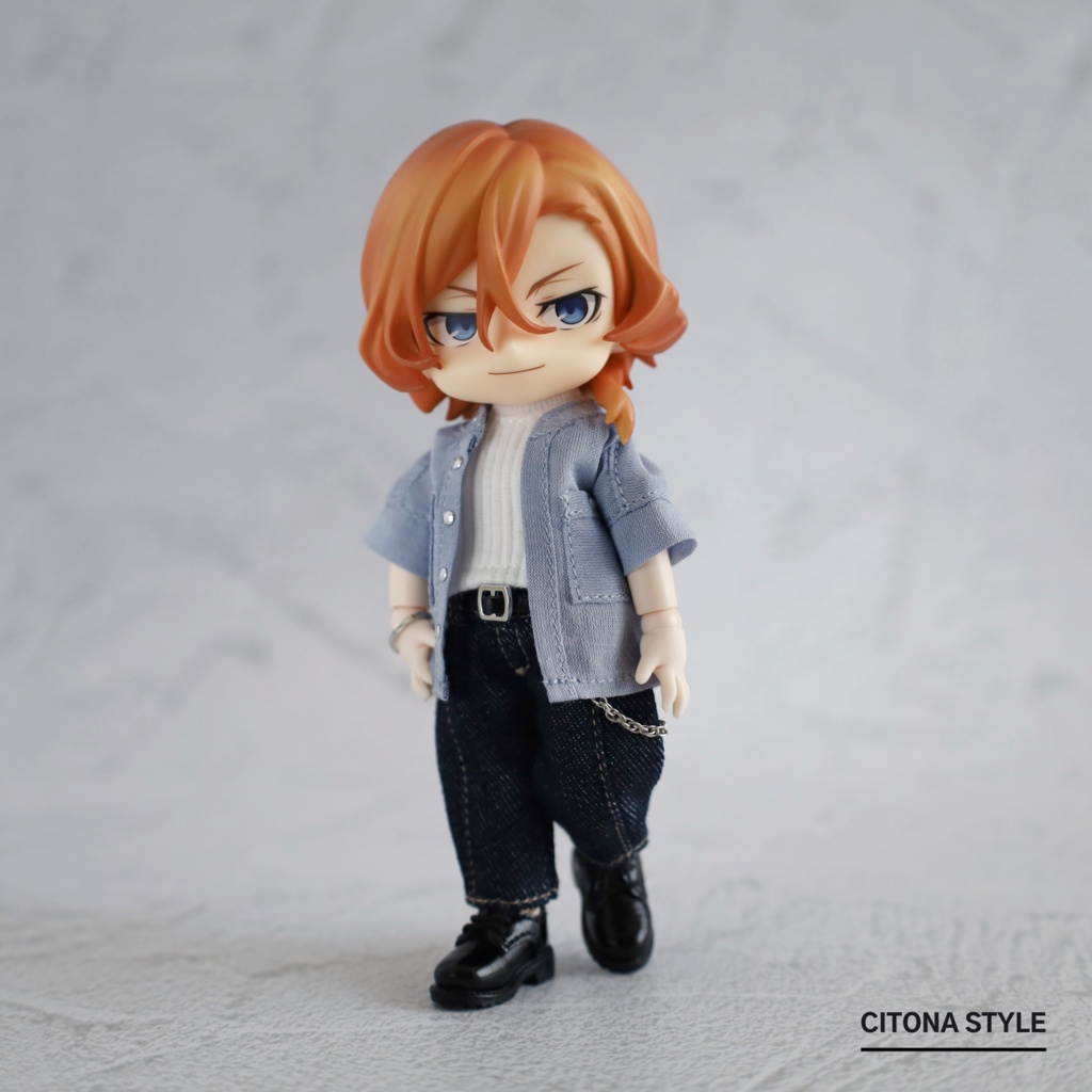 オビツ11 / バンドカラーシアーシャツ&リブカットソー 2点セット