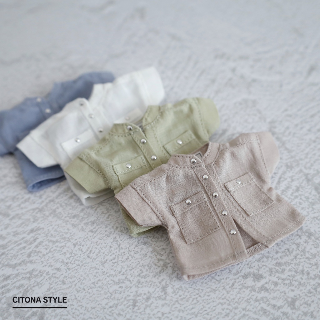 オビツ11 / バンドカラーシアーシャツ&リブカットソー 2点セット