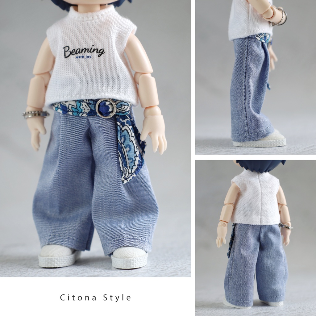 【再販 3/28 20:00~】オビツ11 / トラッカージャケット+ロゴカットソー+スカーフベルト付きワイドパンツ 3点セット