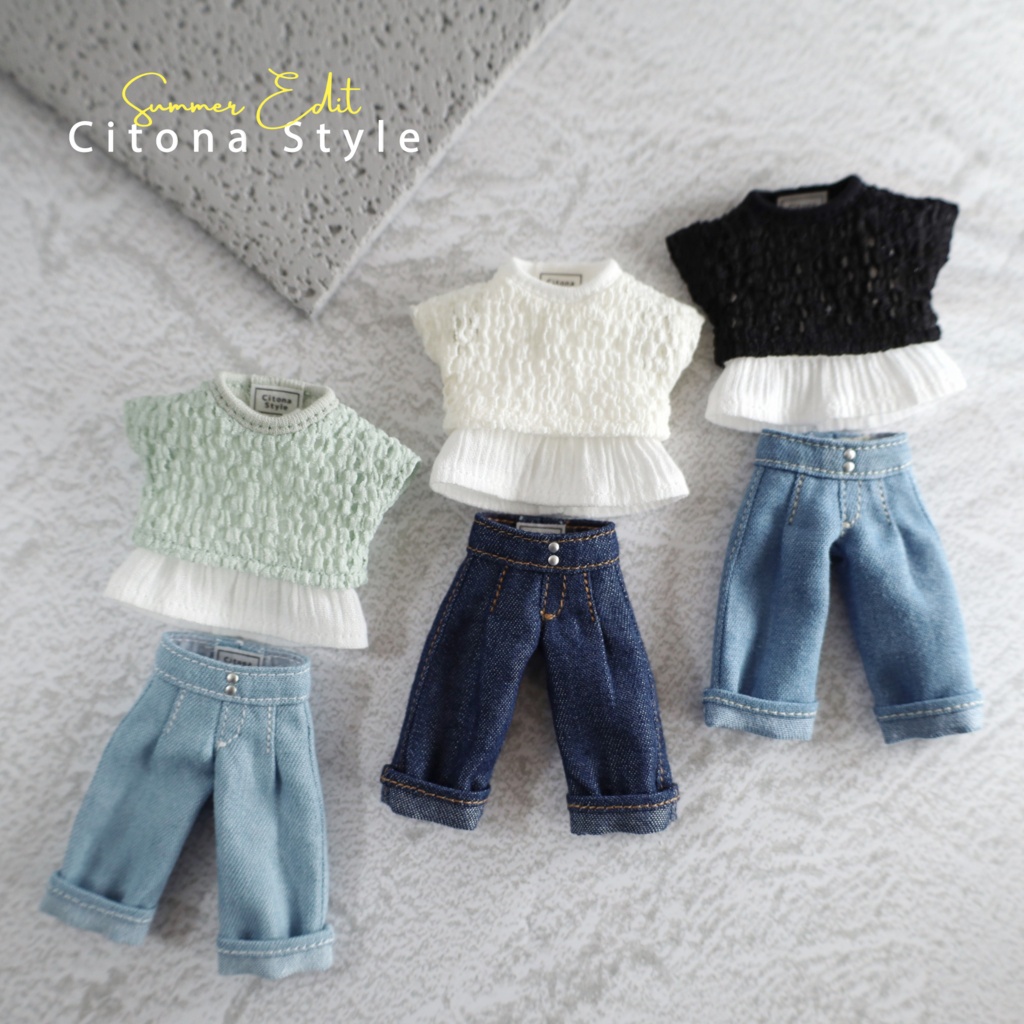 オビツ11 / レースプルオーバー+タンクトップ+デニムパンツ 3点セット