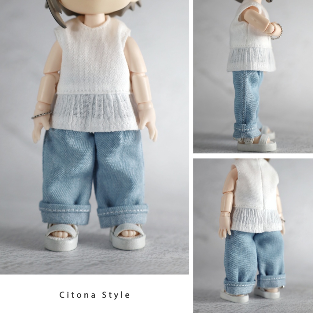 【新作販売 7/30 20:00~】オビツ11 / レースプルオーバー+タンクトップ+デニムパンツ 3点セット