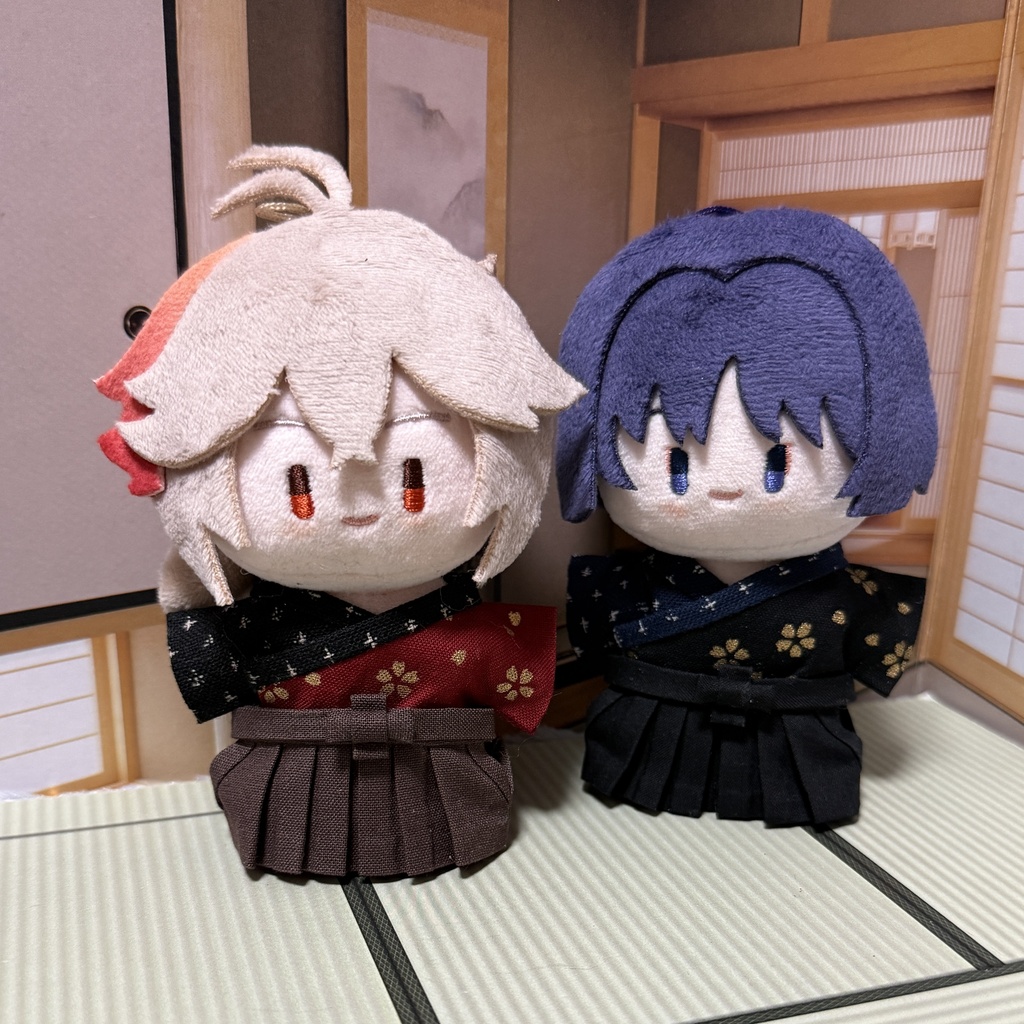 ぬいぐるみ用着物+帯セット、袴【原神 雨中嬉楽ぬいぐるみ 10cmぬい】