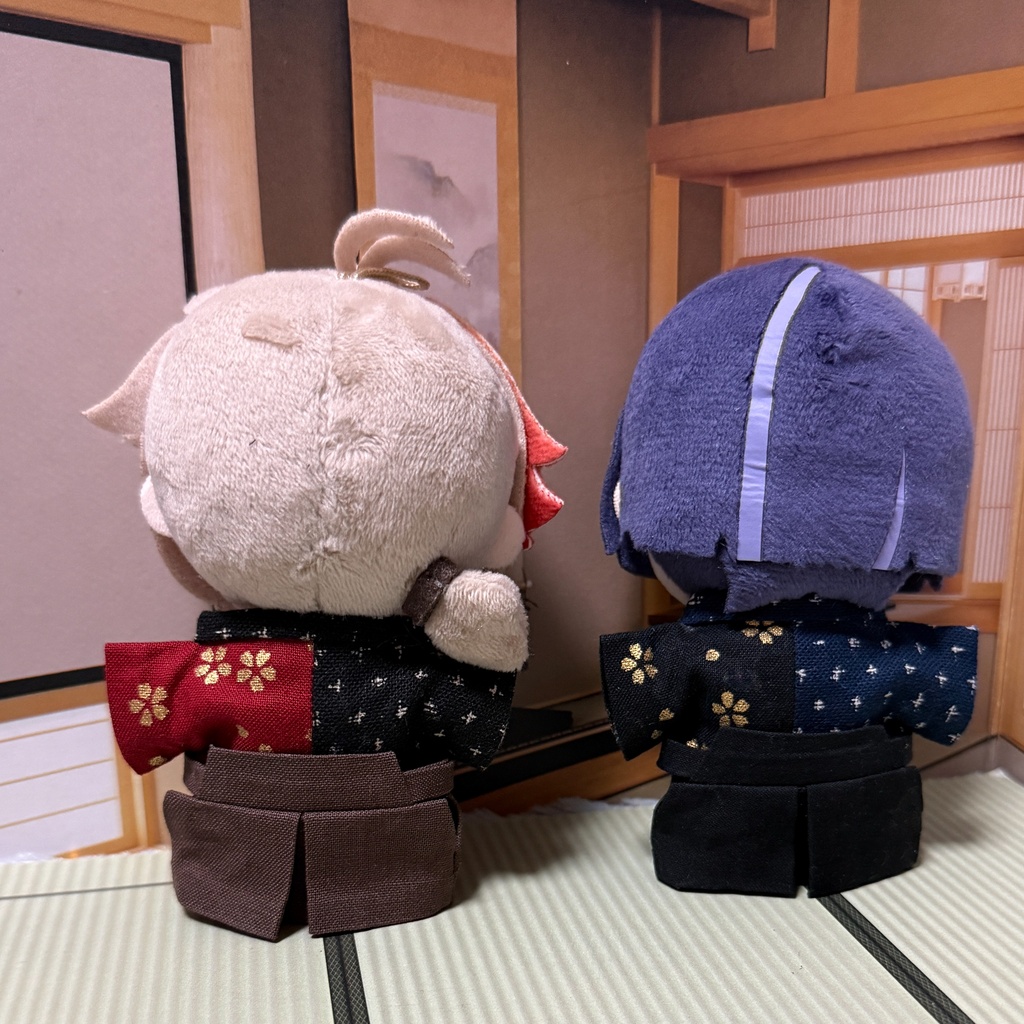 ぬいぐるみ用着物+帯セット、袴【原神 雨中嬉楽ぬいぐるみ 10cmぬい】