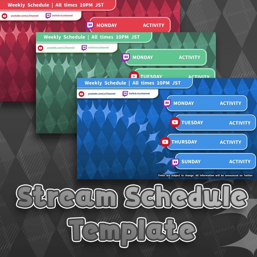 【YouTube/Twitch】Cool Stream Schedule Template | VTuber Graphics