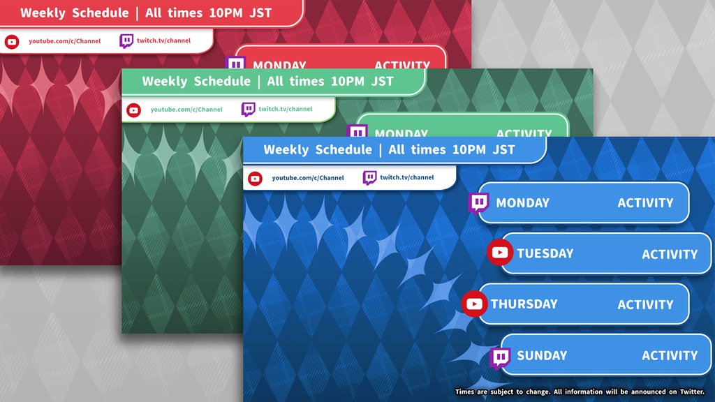 【YouTube/Twitch】Cool Stream Schedule Template | VTuber Graphics