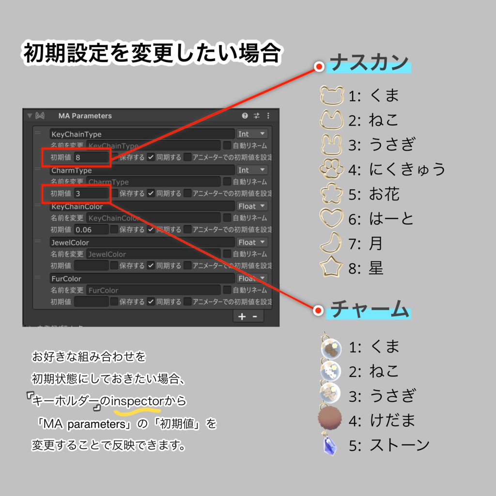 【MA対応】あたまにつけるゆらゆらキーホルダー
