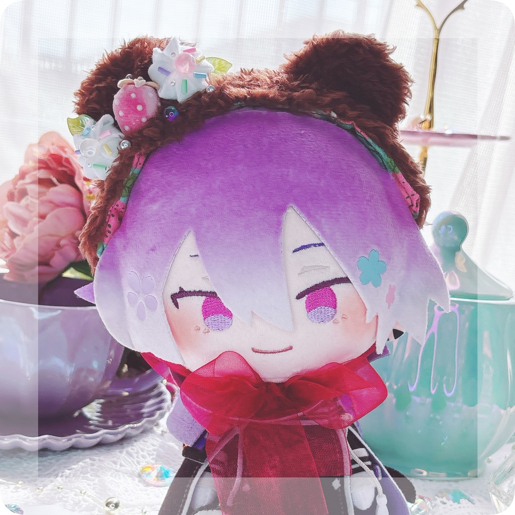 【16cm、20cmぬいサイズ】苺とクリームのくまさんヘッドドレス