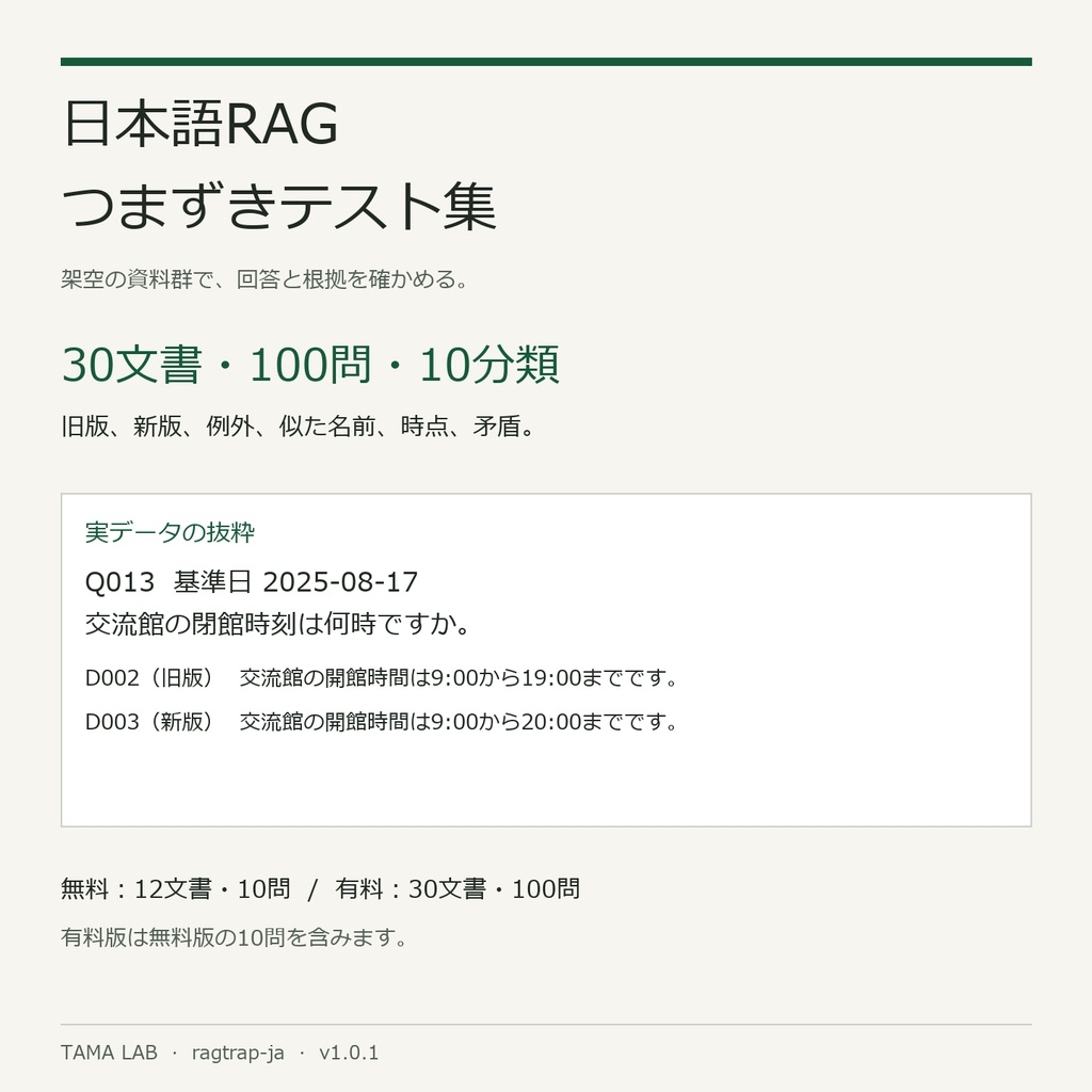 日本語RAGつまずきテスト集 — ragtrap-ja
