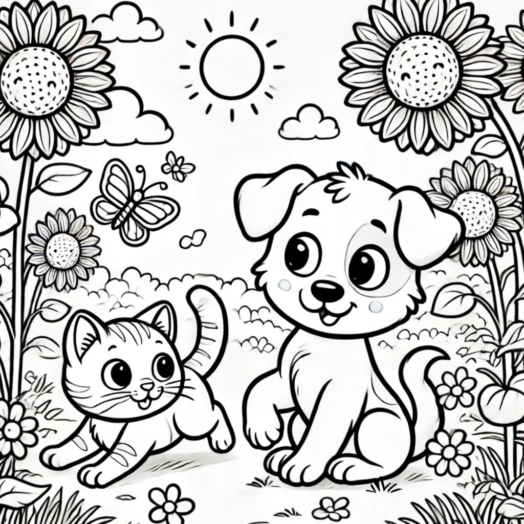 大人の塗り絵 ~猫と犬の夏休み~ Adult Coloring Book: Summer Vacation with Cats and Dogs