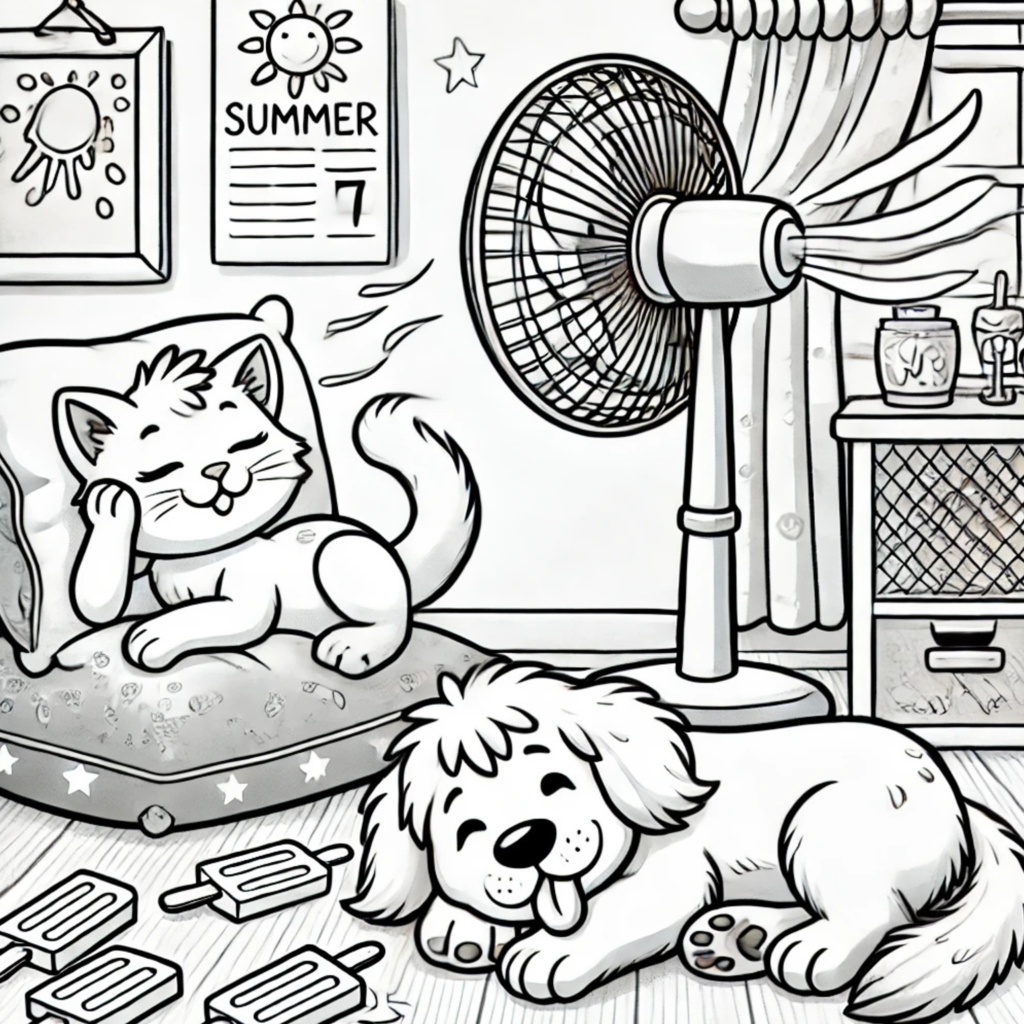 大人の塗り絵 ~猫と犬の夏休み~ Adult Coloring Book: Summer Vacation with Cats and Dogs