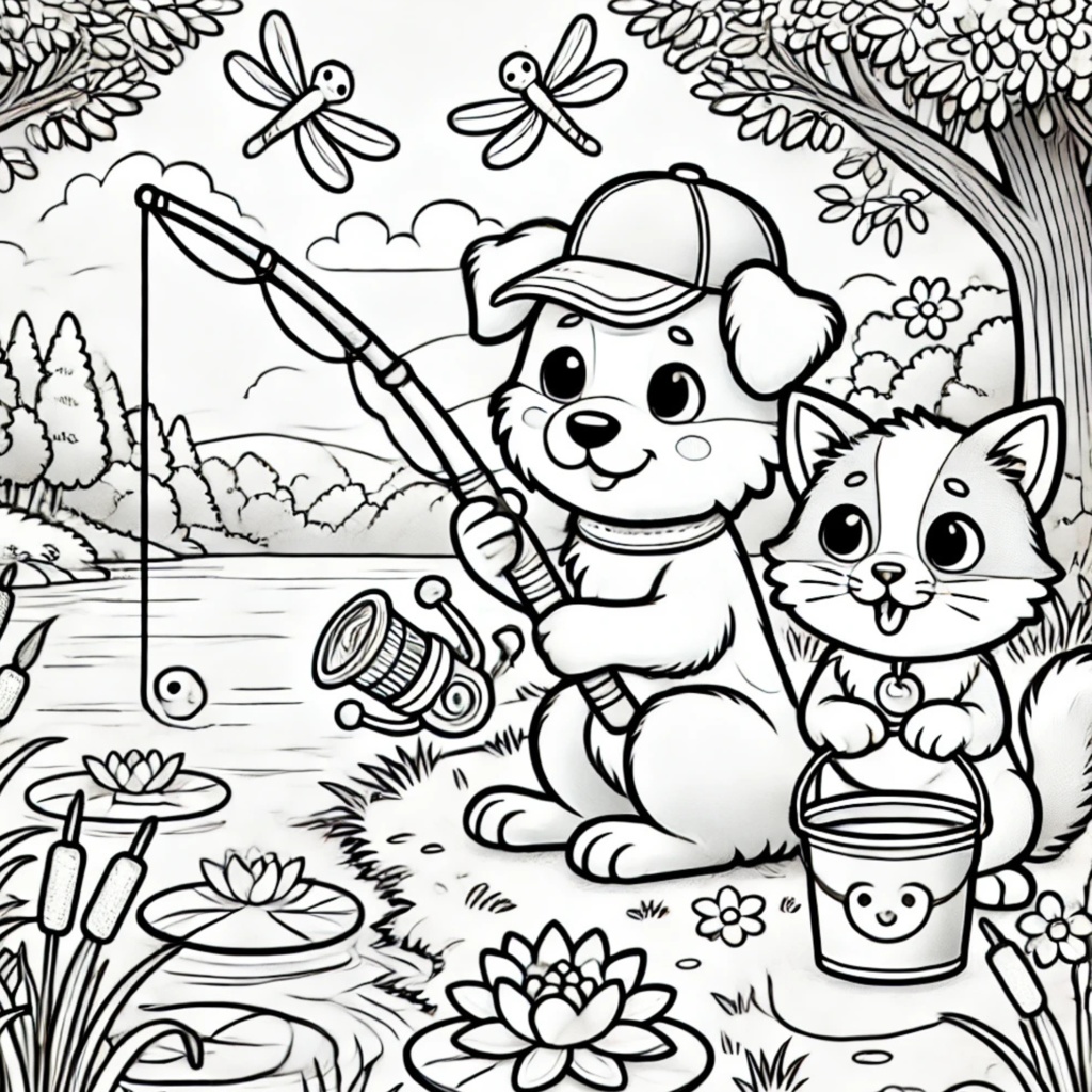 大人の塗り絵 ~猫と犬の夏休み~ Adult Coloring Book: Summer Vacation with Cats and Dogs