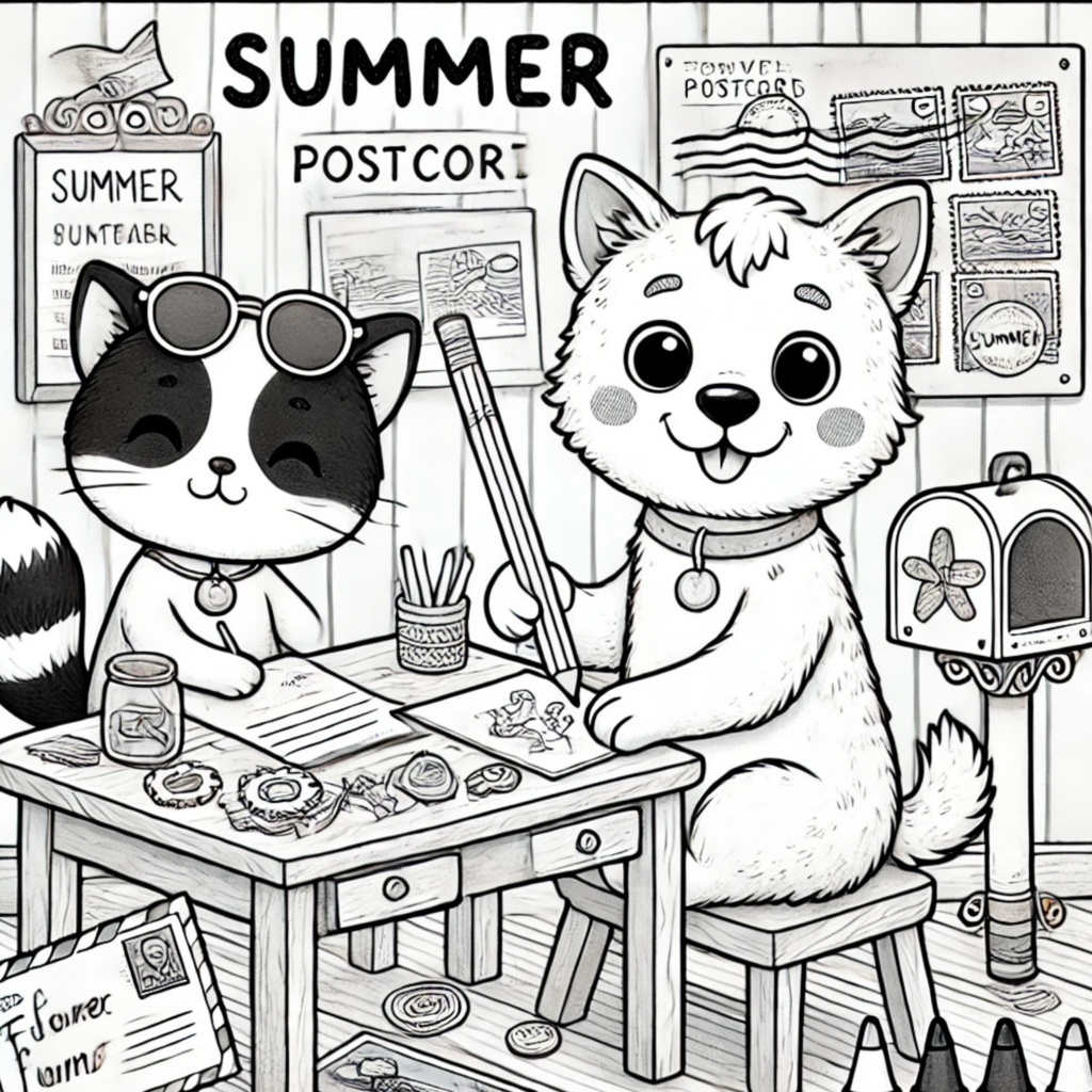 大人の塗り絵 ~猫と犬の夏休み~ Adult Coloring Book: Summer Vacation with Cats and Dogs