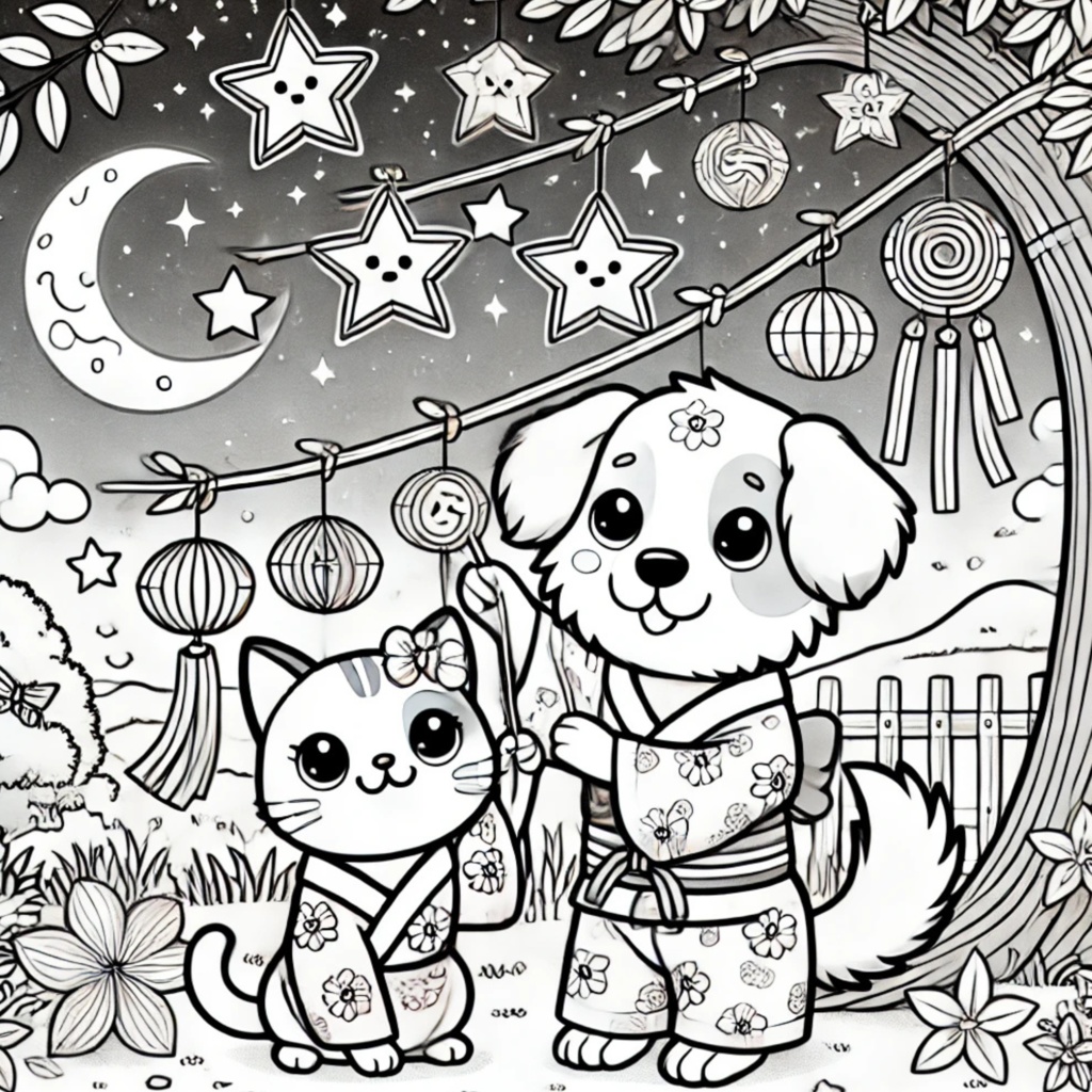 大人の塗り絵 ~猫と犬の夏休み~ Adult Coloring Book: Summer Vacation with Cats and Dogs