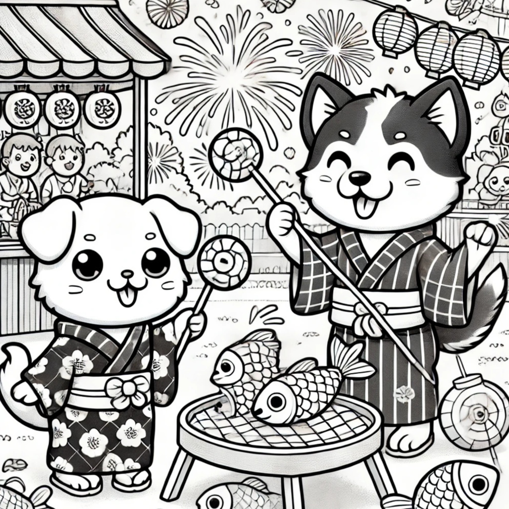 大人の塗り絵 ~猫と犬の夏休み~ Adult Coloring Book: Summer Vacation with Cats and Dogs
