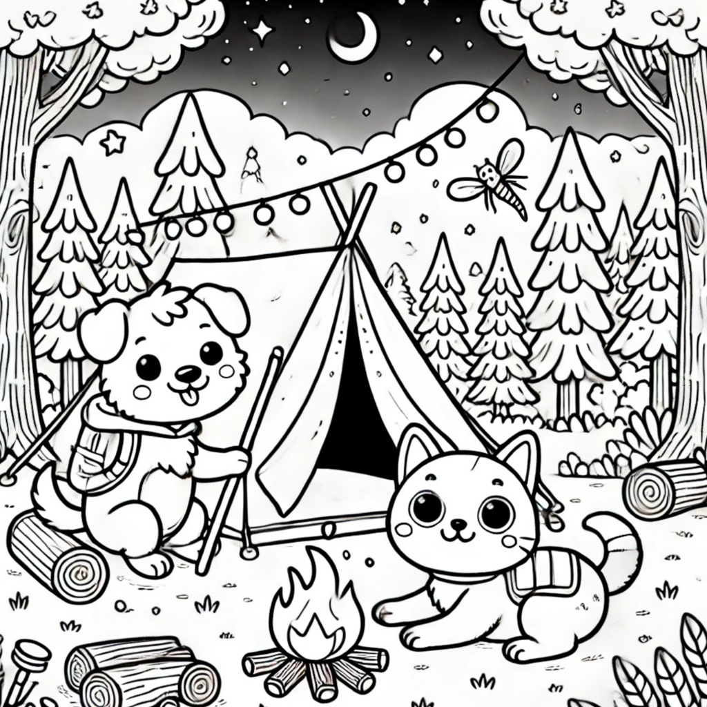 大人の塗り絵 ~猫と犬の夏休み~ Adult Coloring Book: Summer Vacation with Cats and Dogs