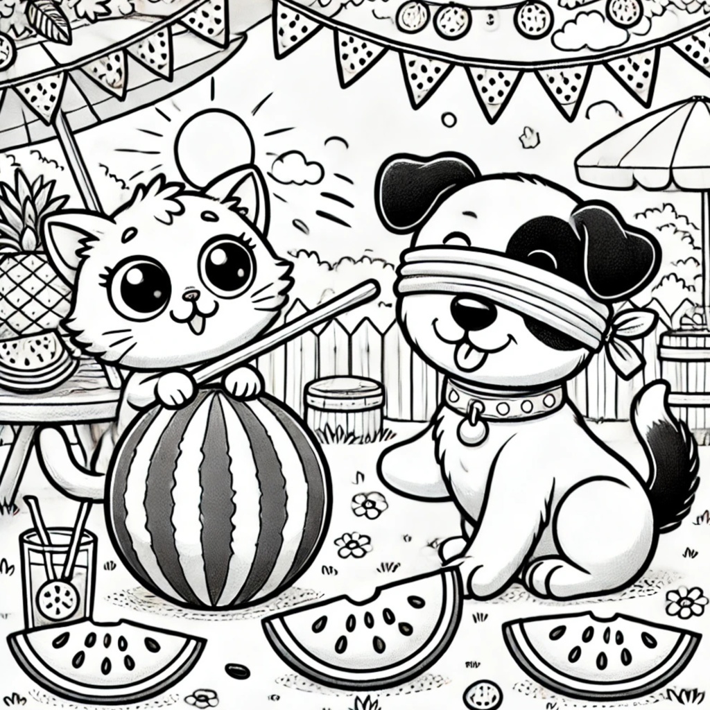 大人の塗り絵 ~猫と犬の夏休み~ Adult Coloring Book: Summer Vacation with Cats and Dogs