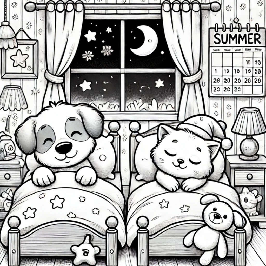 大人の塗り絵 ~猫と犬の夏休み~ Adult Coloring Book: Summer Vacation with Cats and Dogs