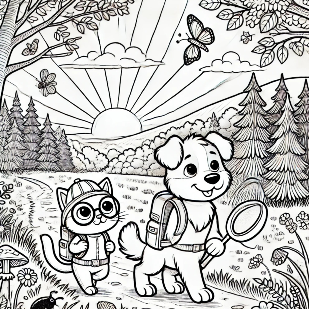 大人の塗り絵 ~猫と犬の夏休み~ Adult Coloring Book: Summer Vacation with Cats and Dogs