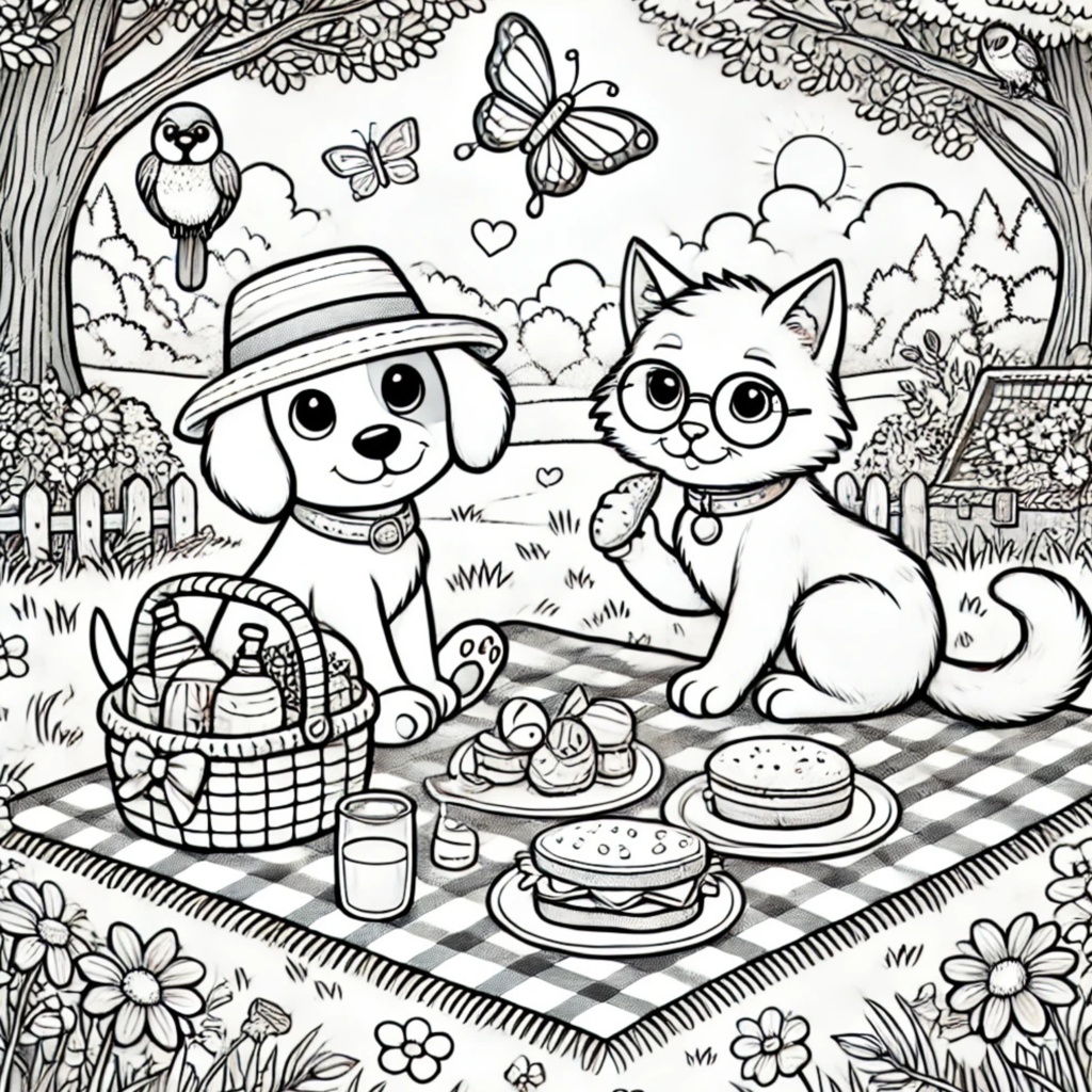 大人の塗り絵 ~猫と犬の夏休み~ Adult Coloring Book: Summer Vacation with Cats and Dogs