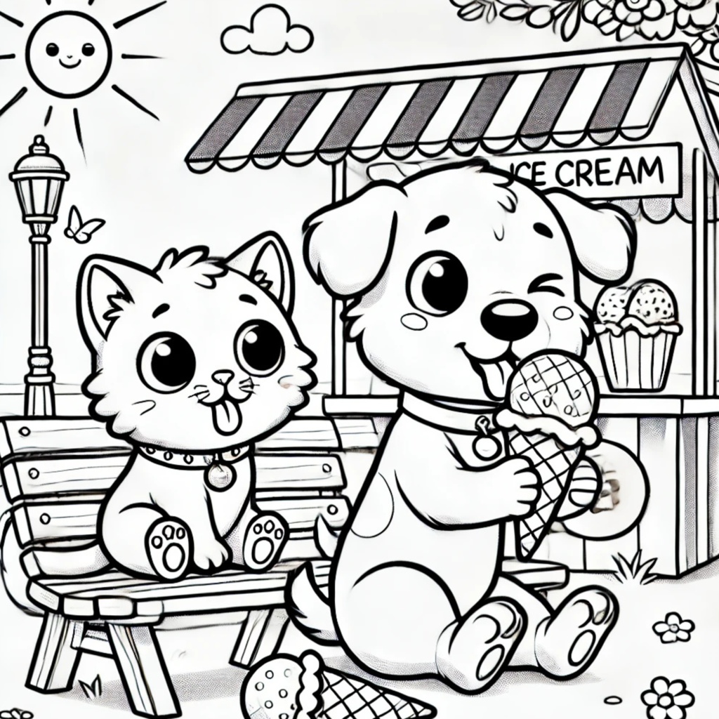 大人の塗り絵 ~猫と犬の夏休み~ Adult Coloring Book: Summer Vacation with Cats and Dogs