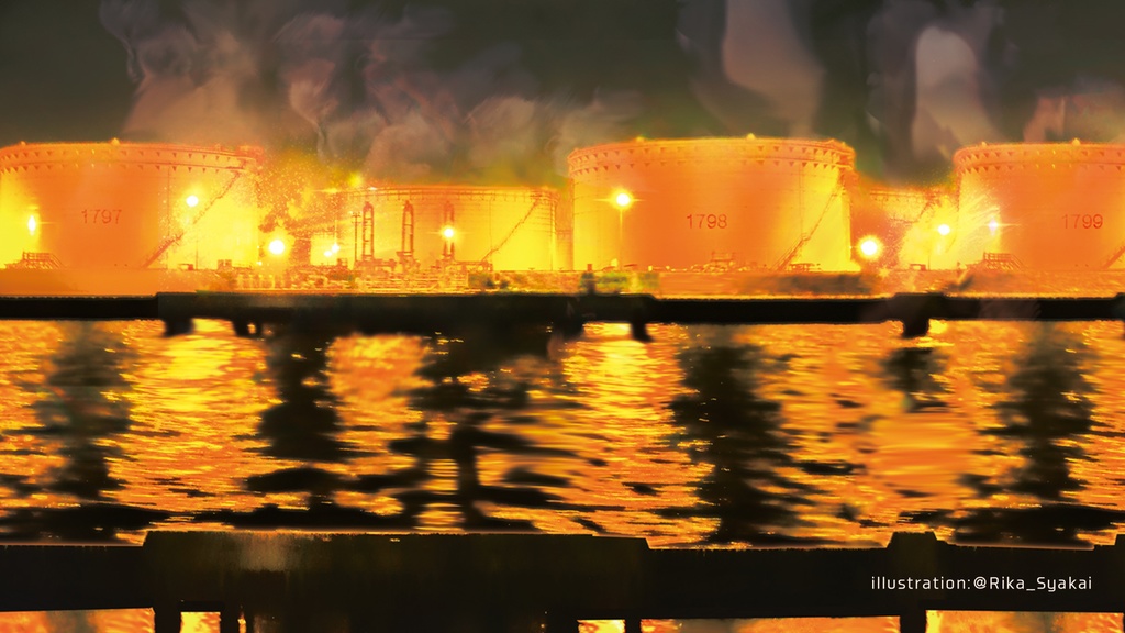 【YouTube用素材】工場夜景【無料】