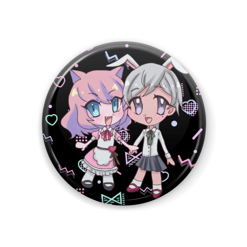 こまはつ缶バッジ 黒