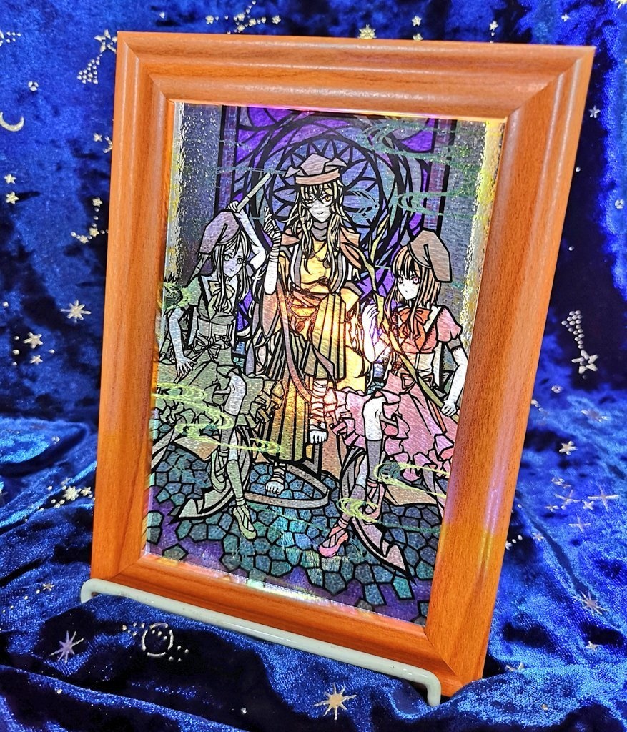 ステンドグラス 二匹のユニコーン グラスマスターズ 金継ぎ(錫)修復品