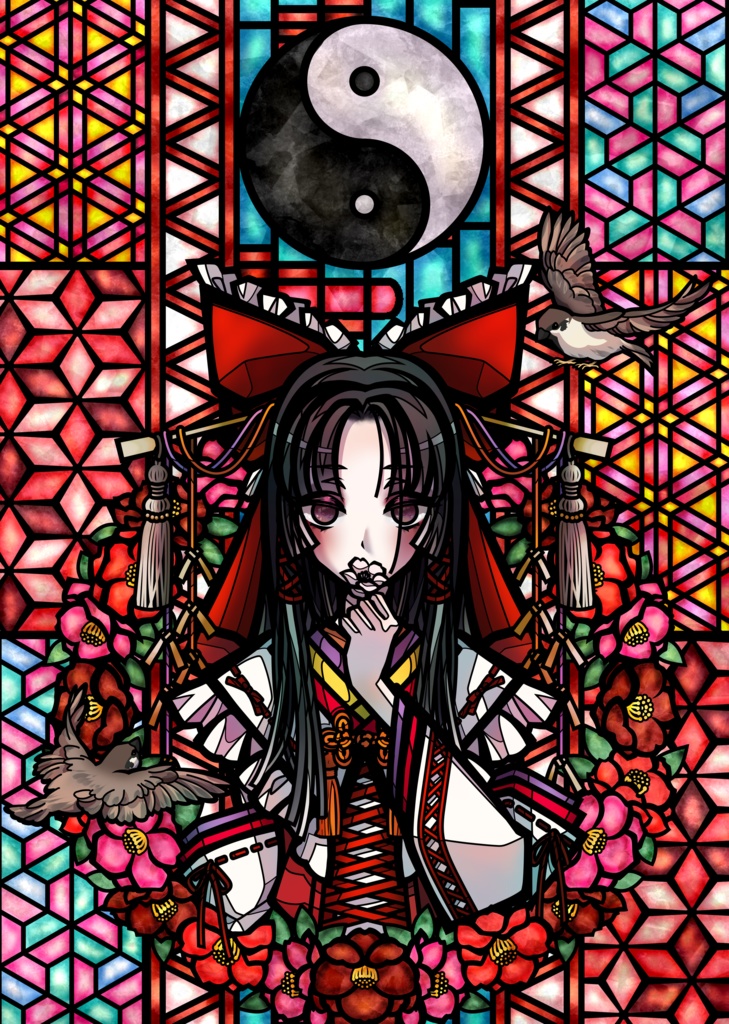 【Sサイズ】博麗霊夢のステンドグラス【Shrine Maiden】