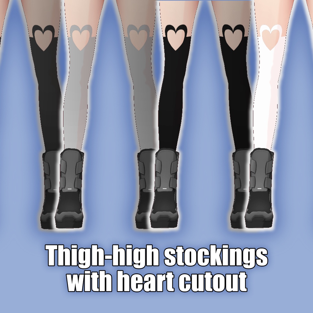 Thigh-high stockings with heart cutout 【4 COLORS】