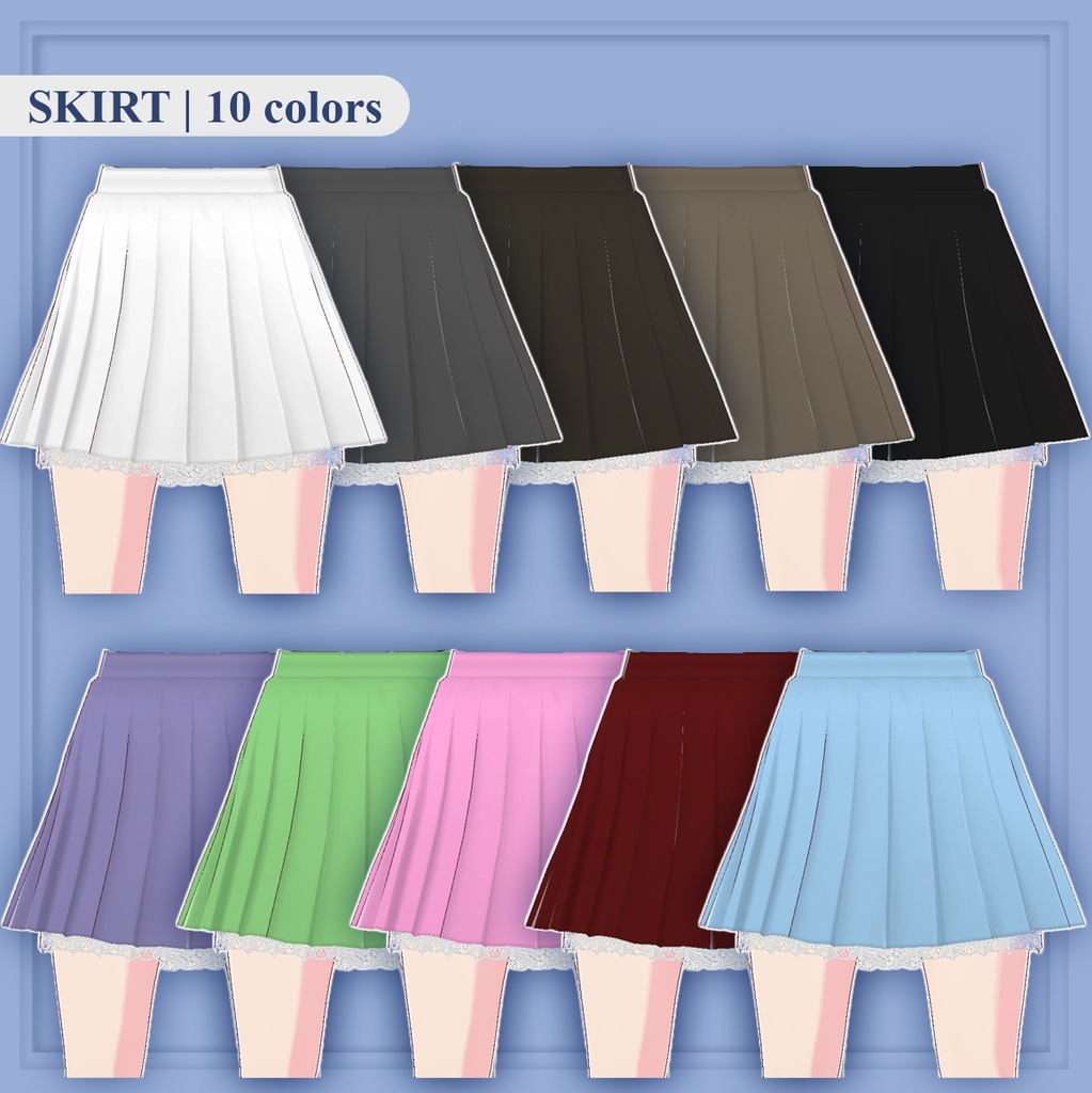 Pleated Skirt + Lace Trim【VRoid】