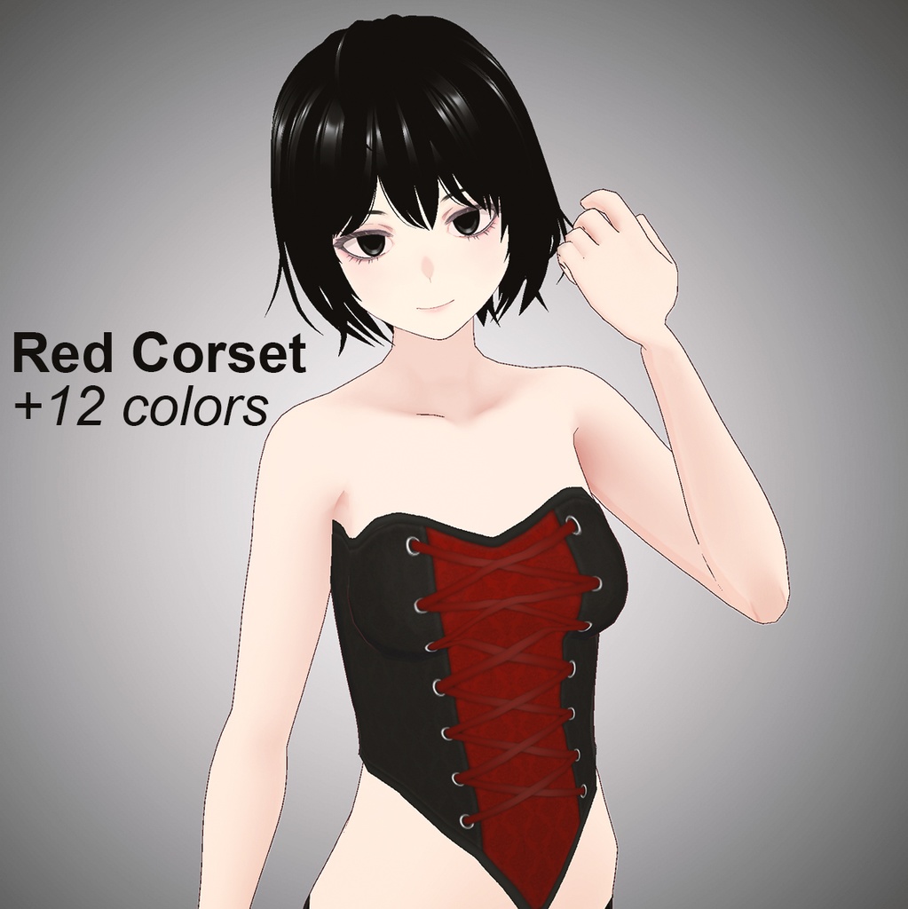 VRoid Gothic Red Lace-Up Corset + 12 Colors【VRoid】