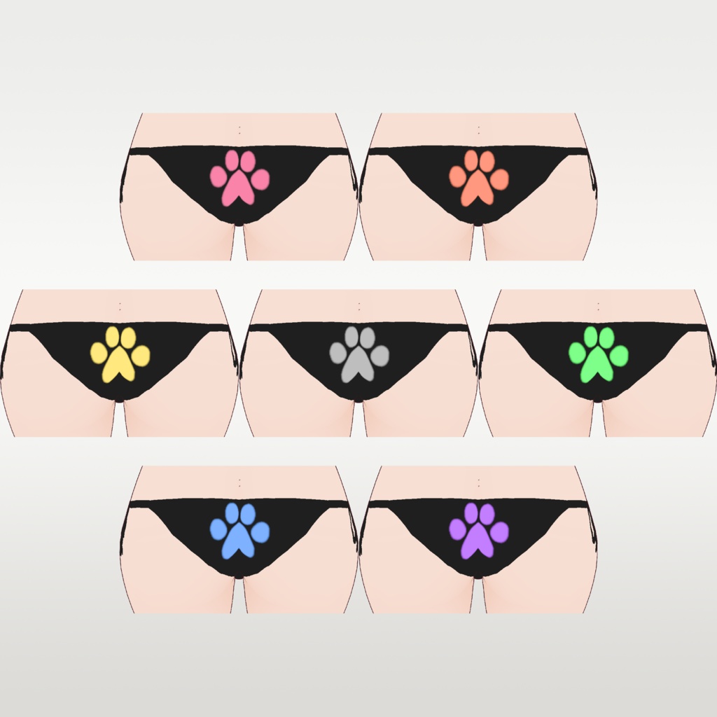 VRoid Catgirl Underwear (Black with Color Variants)