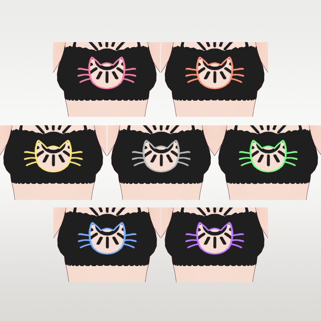 VRoid Catgirl Underwear (Black with Color Variants)