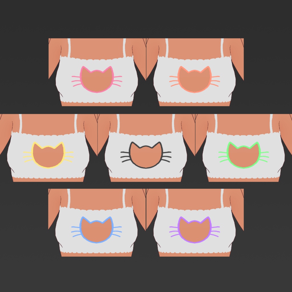 VRoid Catgirl Underwear (White with Color Variants)