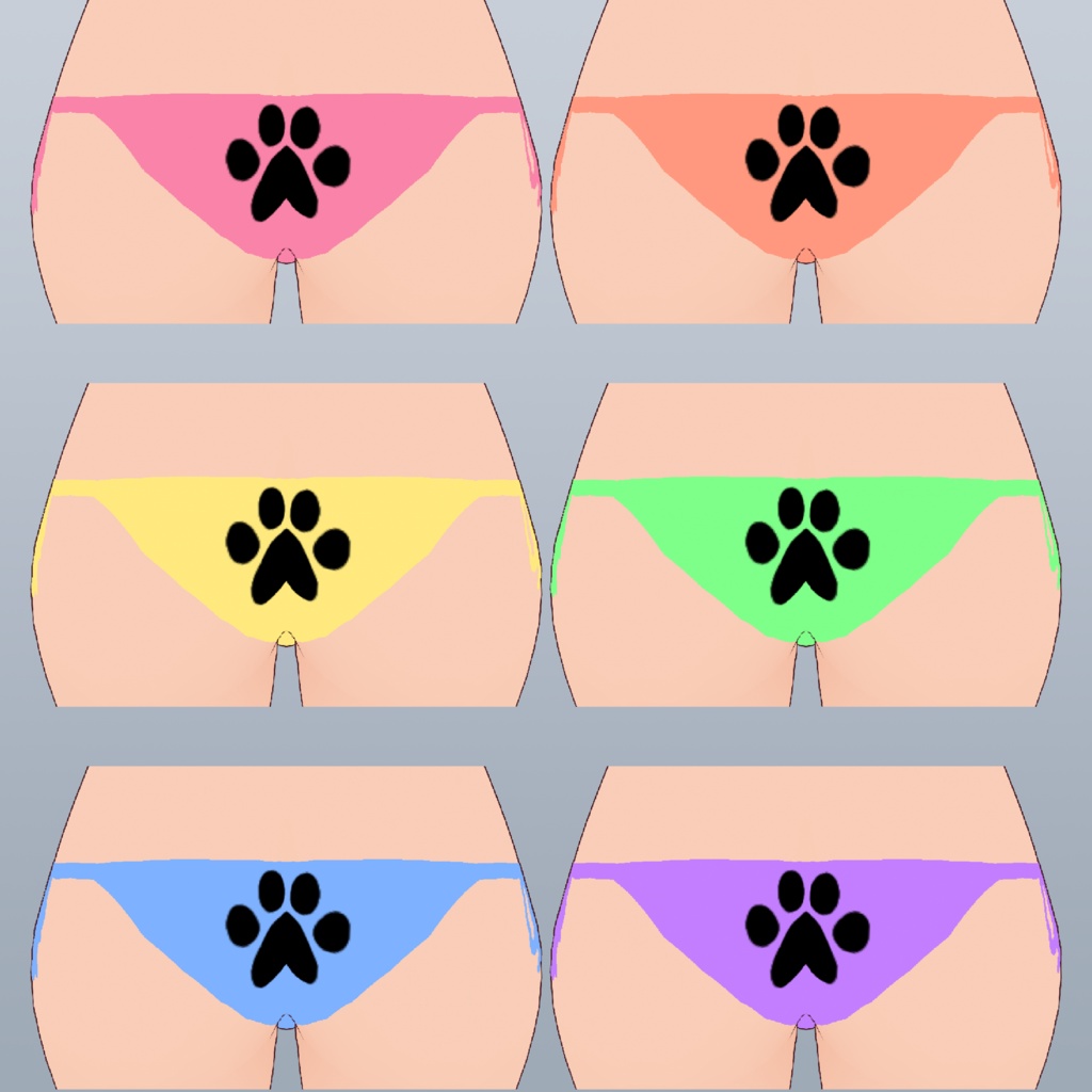 VRoid Catgirl Underwear (Color with Black Variants)