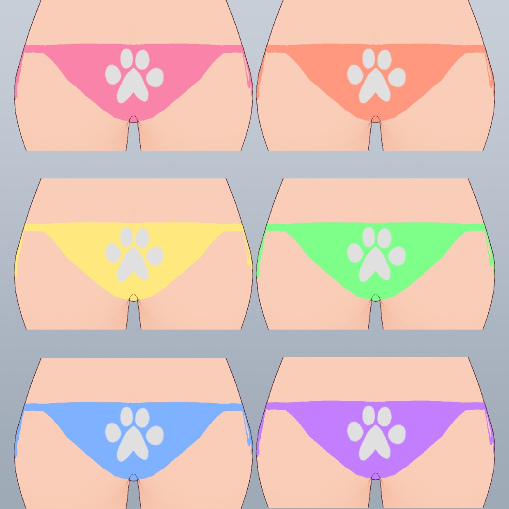 VRoid Catgirl Underwear (Color with White Variants)